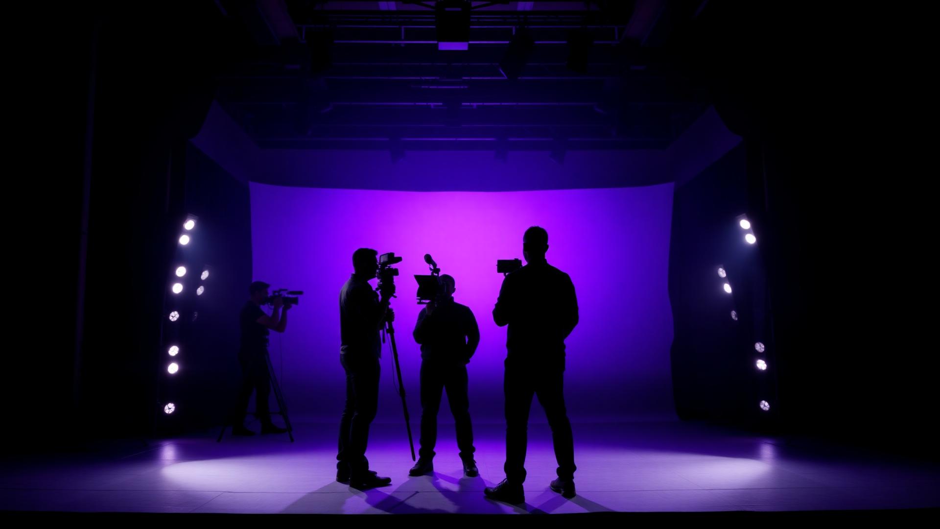 Purple Box film crew on a studio set